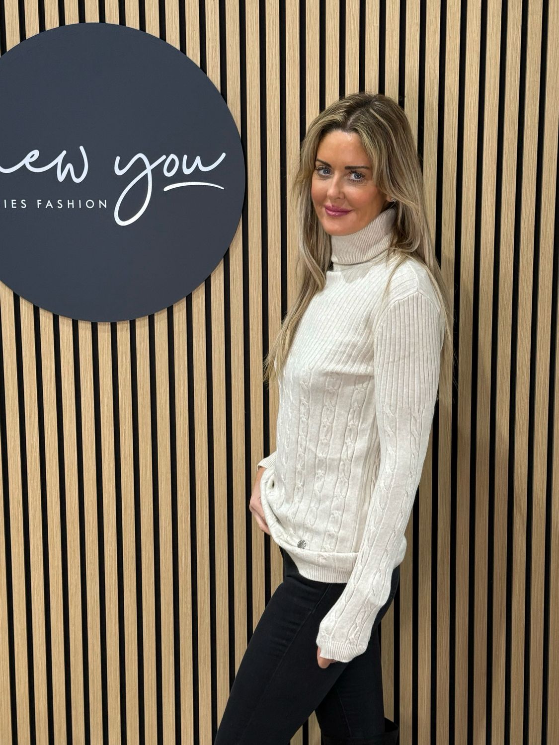 Ribbed Roll Neck Jumper - Cream