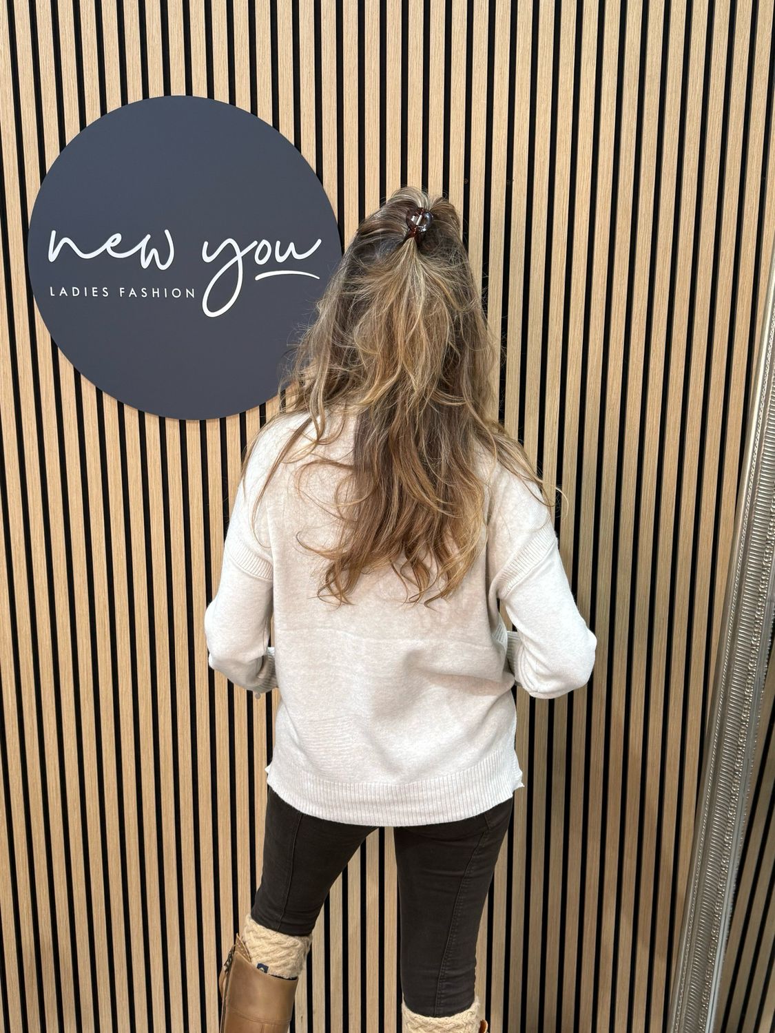 Sequin Detail Roll Neck Jumper - Cream