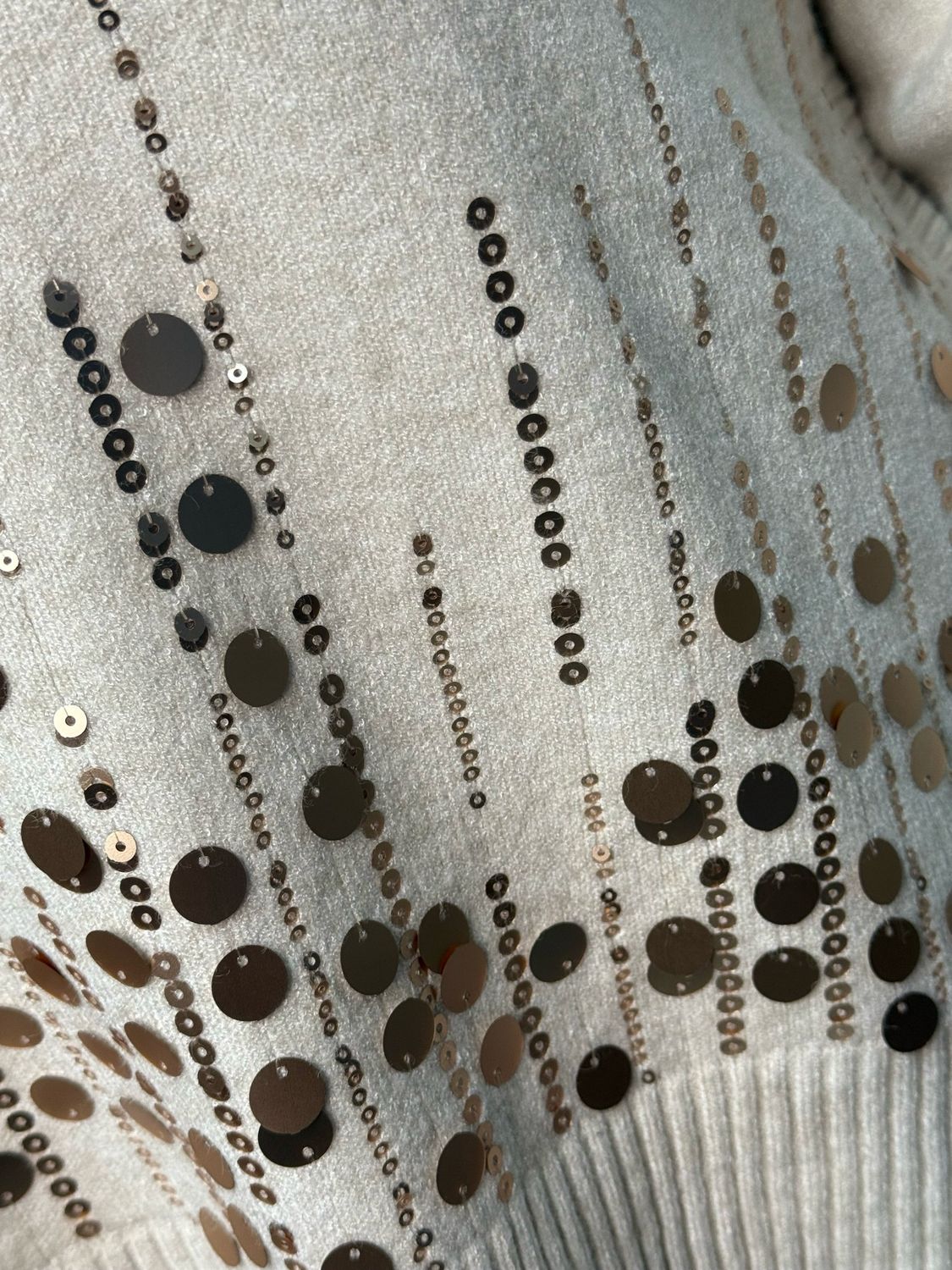 Sequin Detail Roll Neck Jumper - Cream