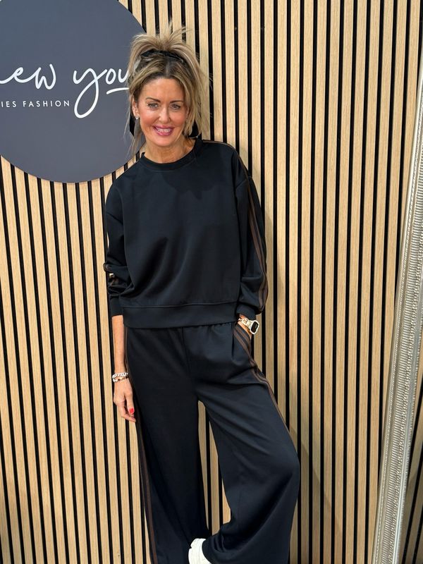 Stripe Detail Co-Ord Set - Black