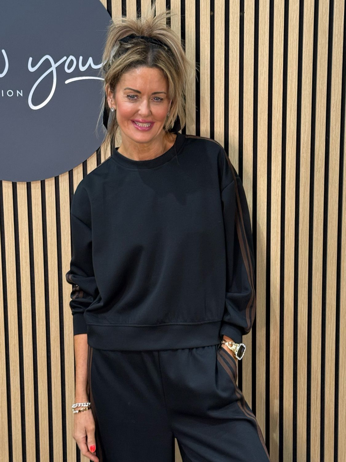 Stripe Detail Co-Ord Set - Black