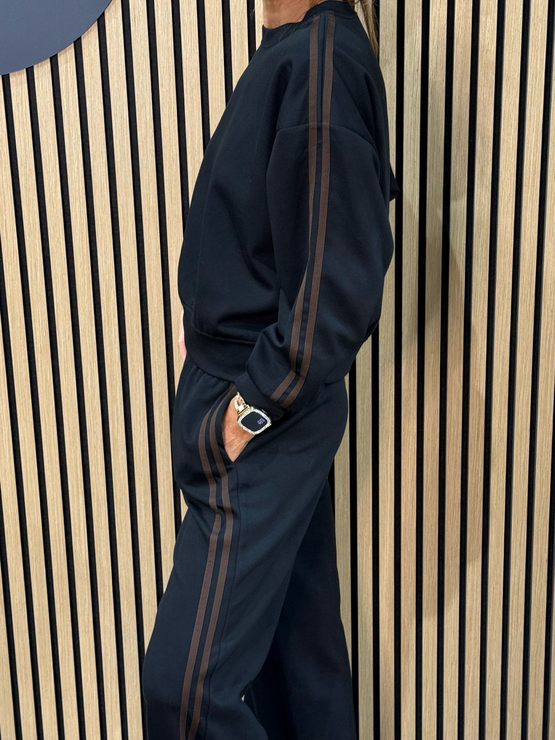 Stripe Detail Co-Ord Set - Black