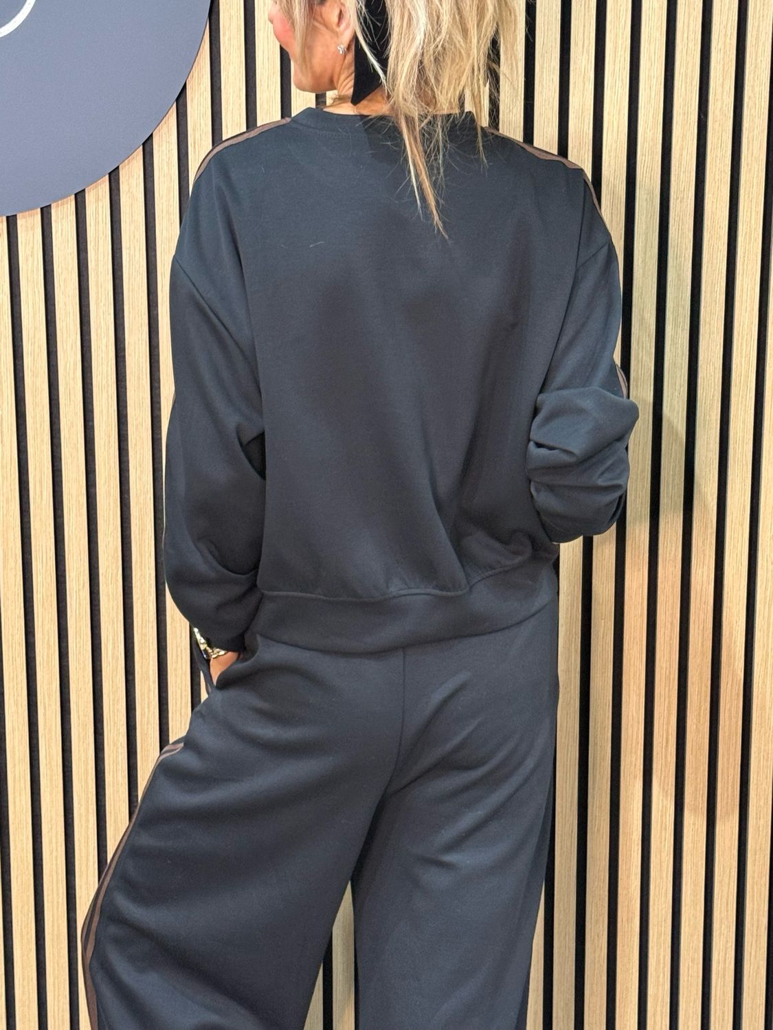 Stripe Detail Co-Ord Set - Black