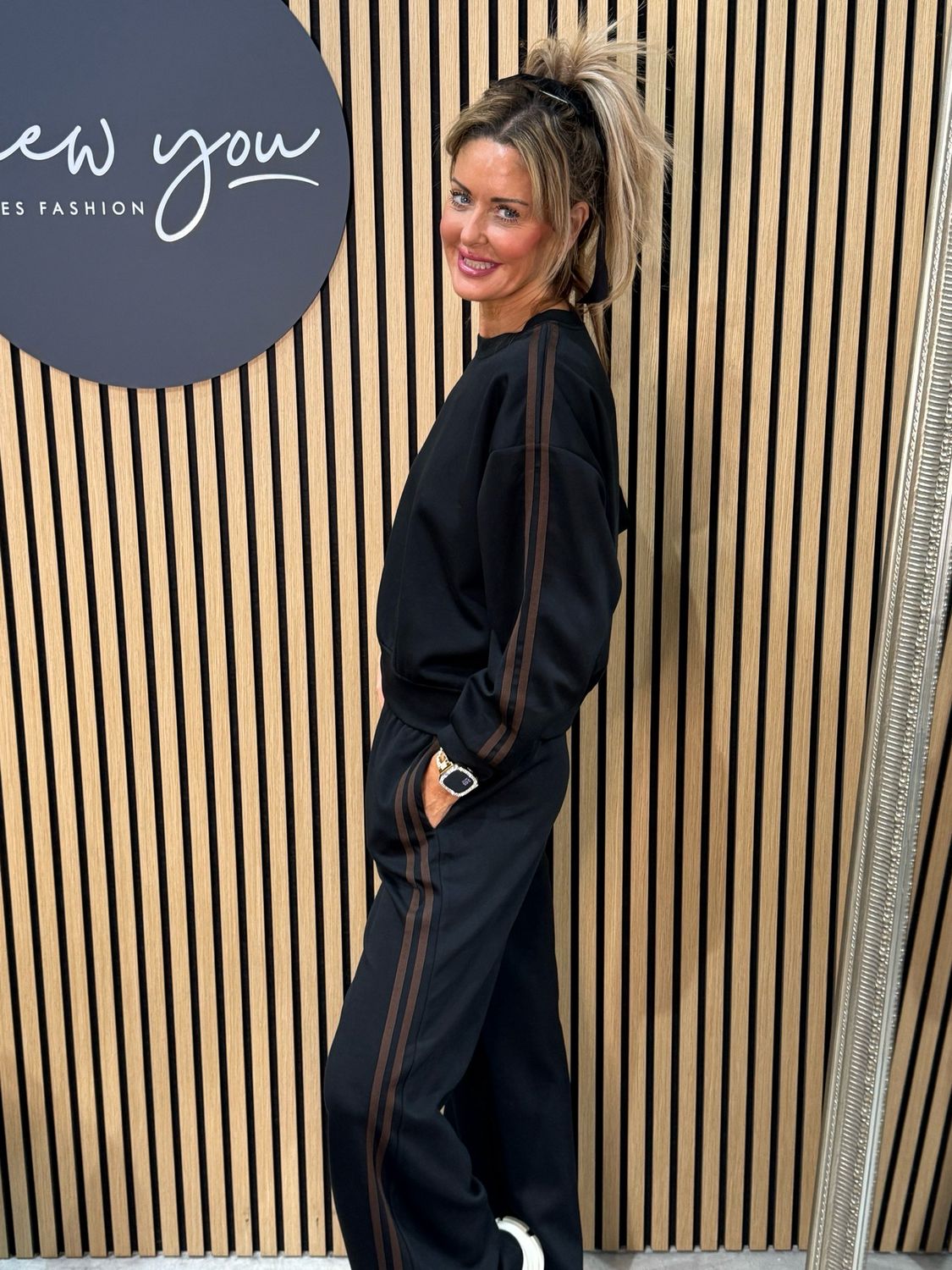 Stripe Detail Co-Ord Set - Black