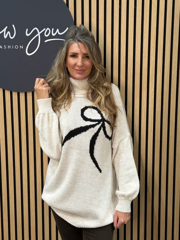 Bow Detail Roll Neck Jumper