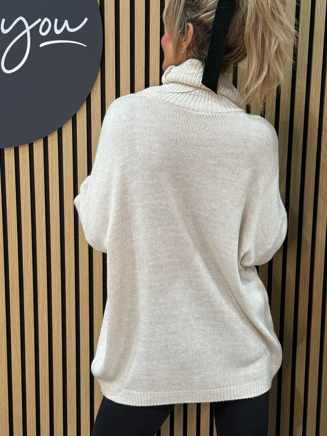 Amour Slogan Roll Neck Jumper - Cream