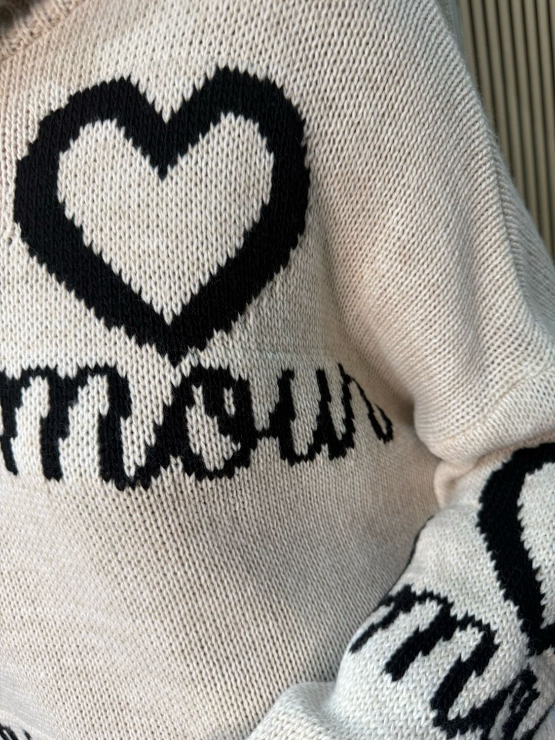 Amour Slogan Roll Neck Jumper - Cream