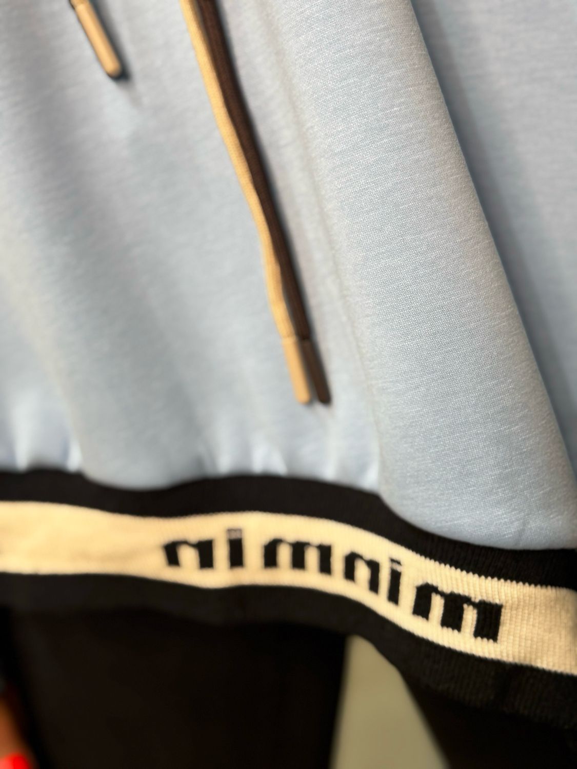 Relaxed Hooded Jumper With Contrast Hem- Baby Blue