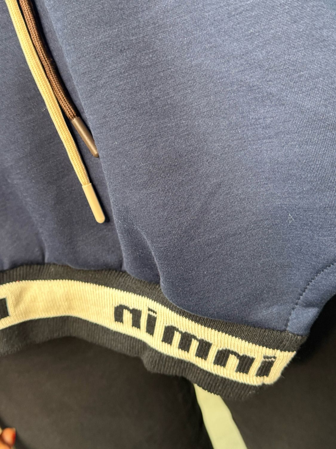 Relaxed Hooded Jumper With Contrast Hem - Navy