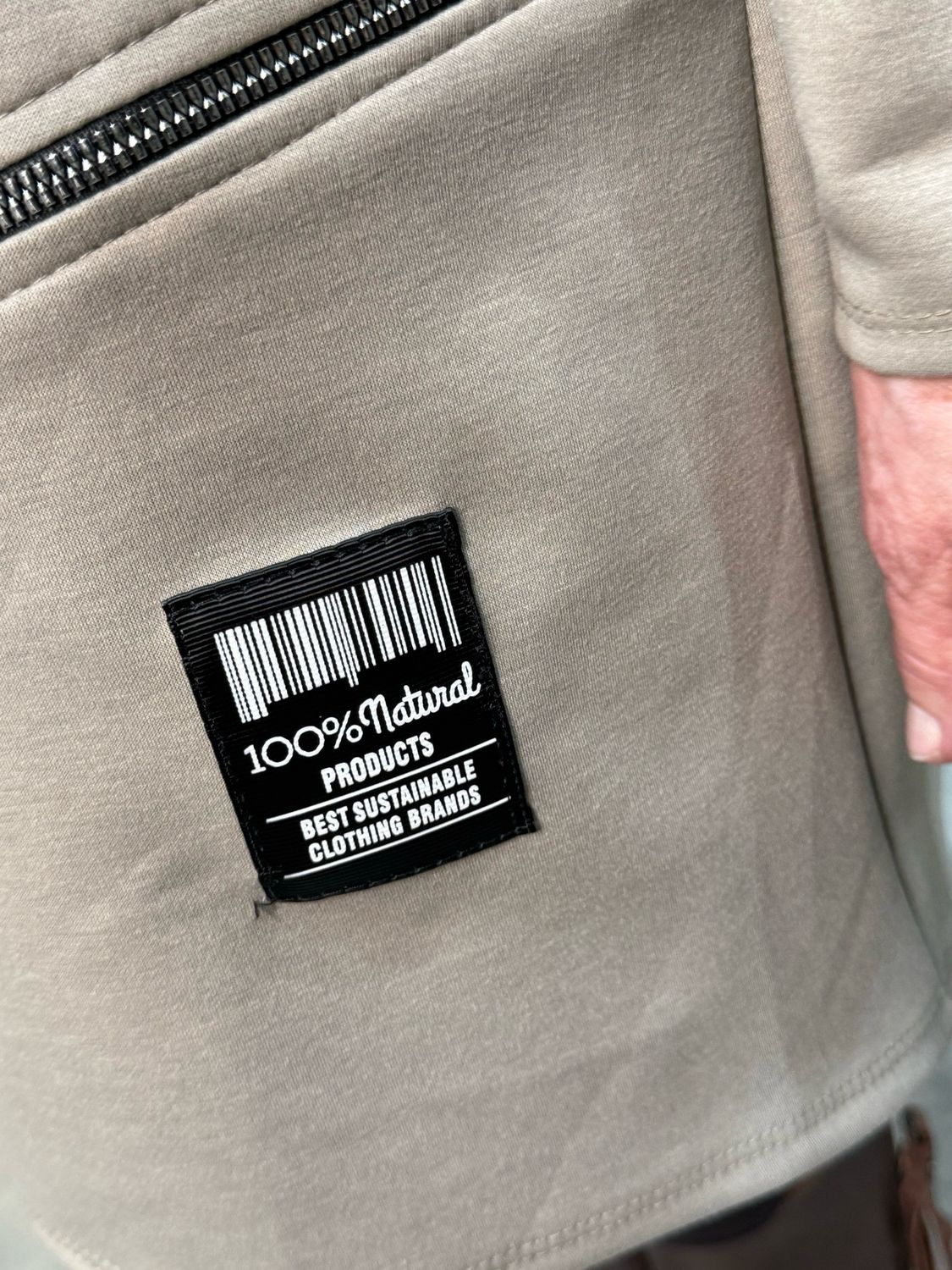 Longline Zip Detail Hoodie - Taupe