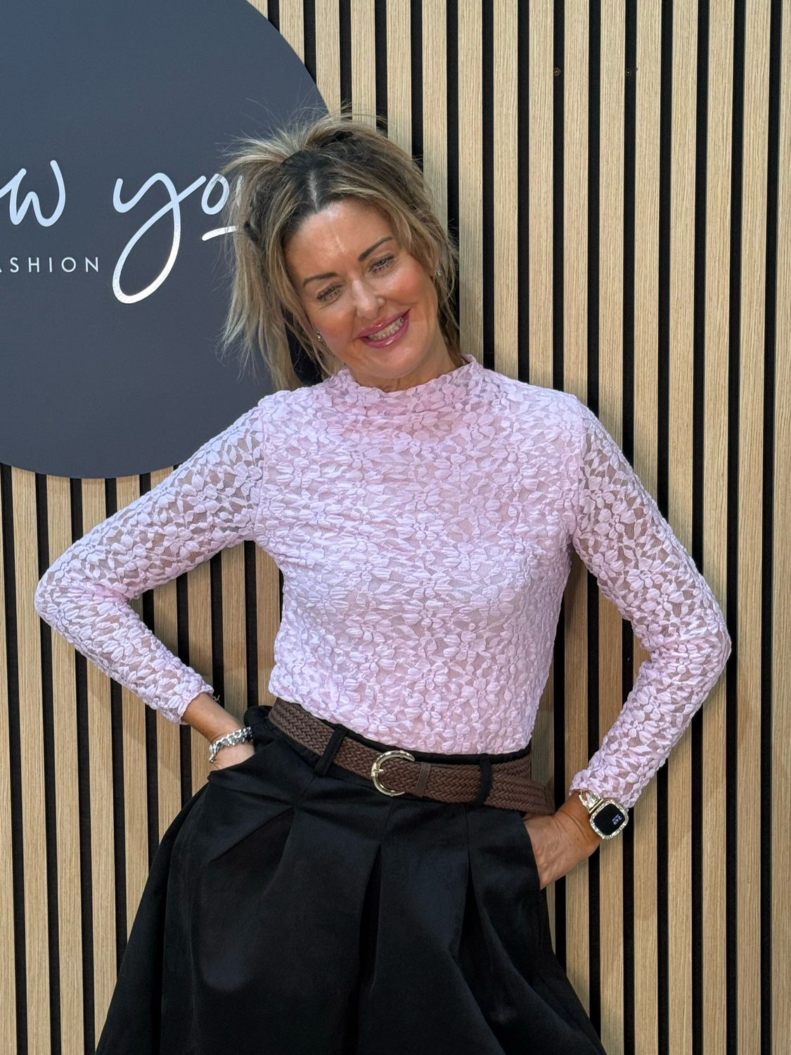 Lace Long Sleeve Top - Pink