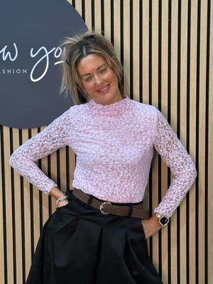 Lace Long Sleeve Top - Pink