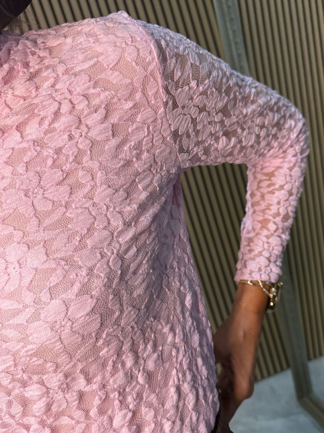 Lace Long Sleeve Top - Pink