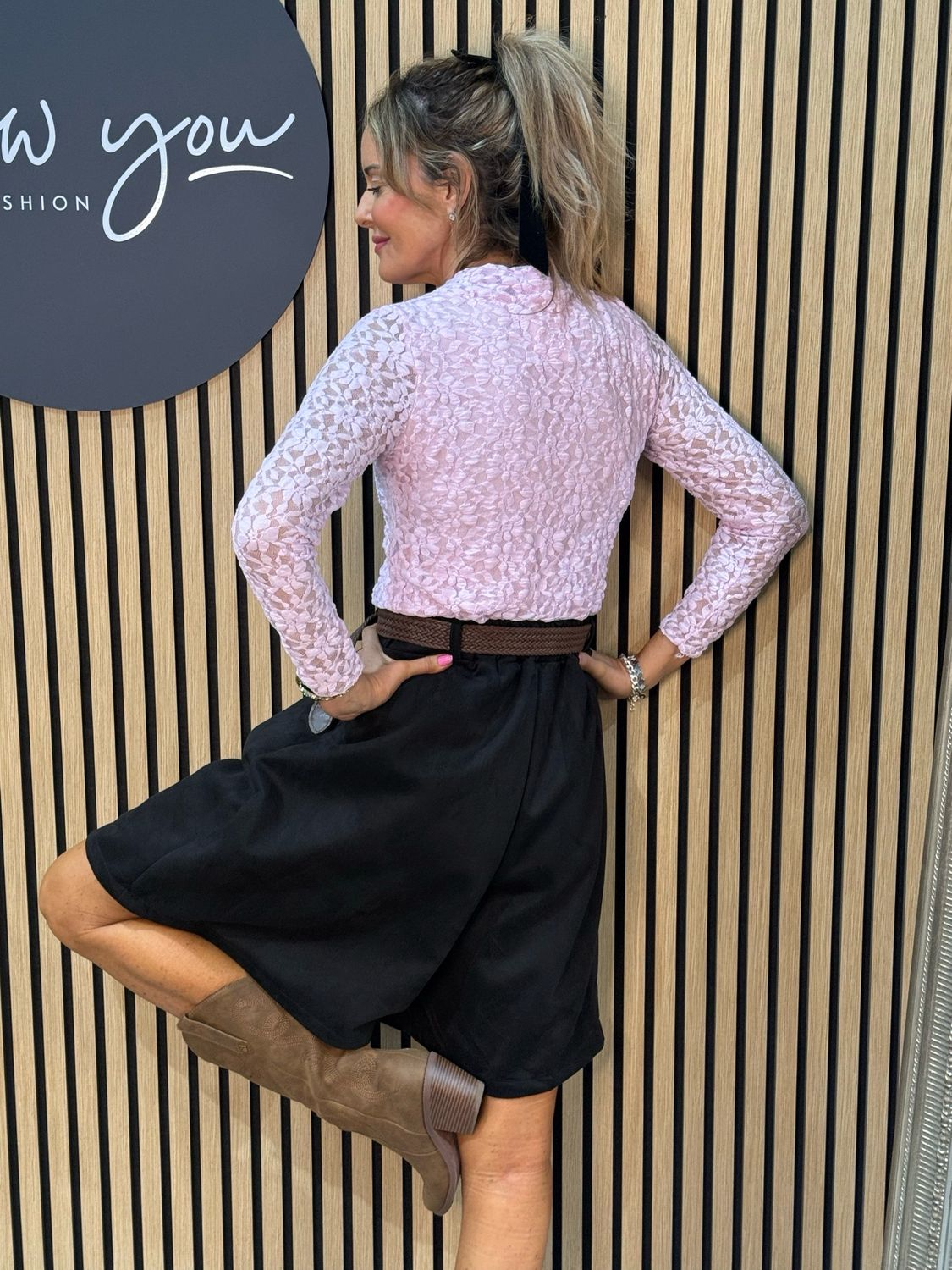 Lace Long Sleeve Top - Pink