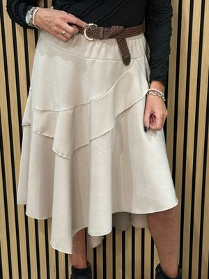 Layered Frill Midi Skirt - Sand