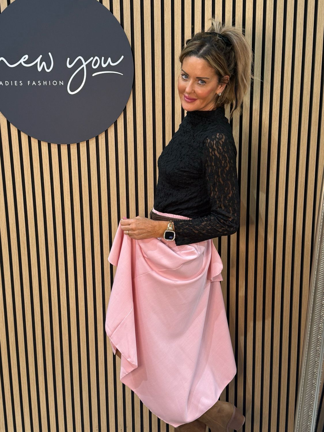 Layered Frill Midi Skirt - Pink