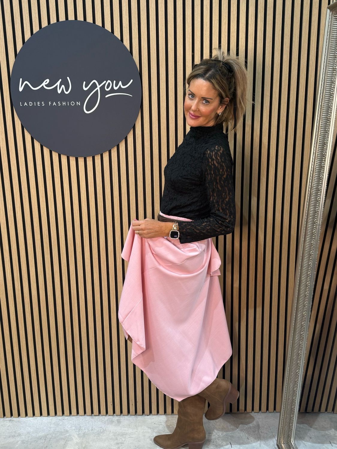 Layered Frill Midi Skirt - Pink