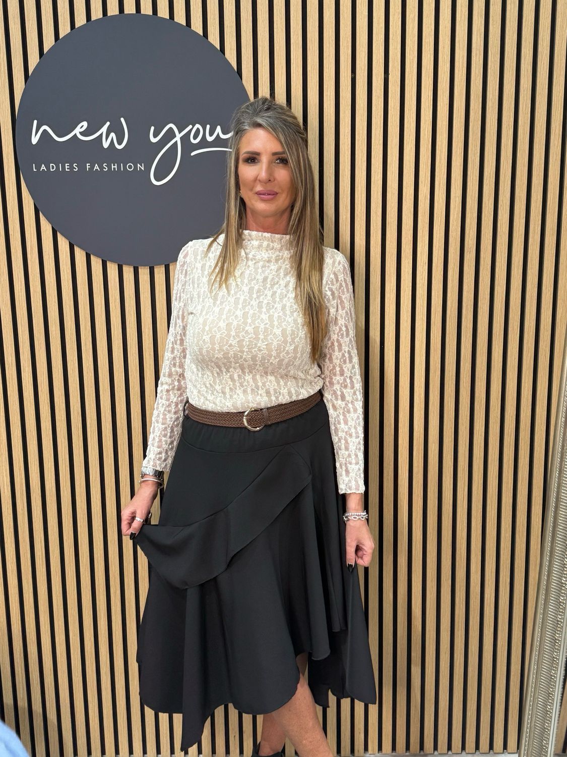 Layered Frill Midi Skirt - Black