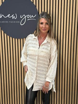 Textured Ruffle Shirt - Cream