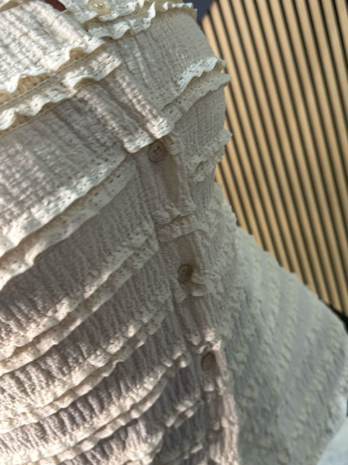 Textured Ruffle Shirt - Cream