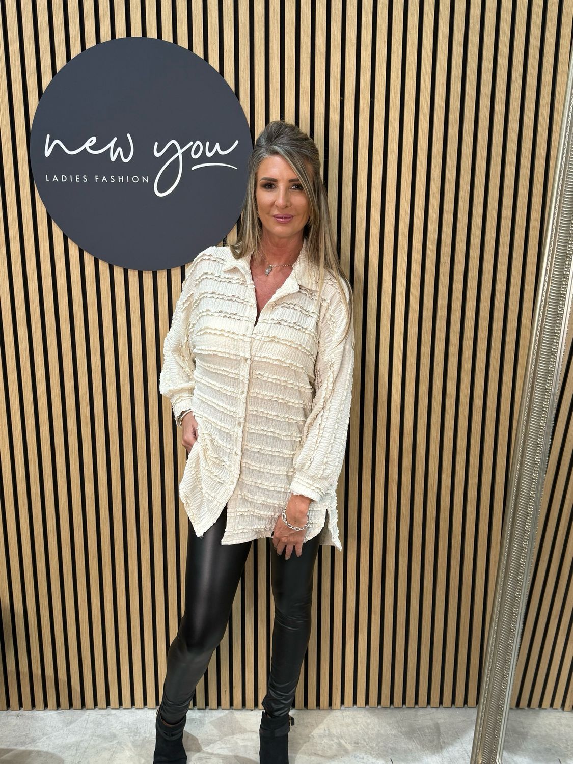 Textured Ruffle Shirt - Cream