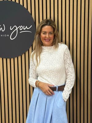 Lace High Neck Long Sleeve Top - White