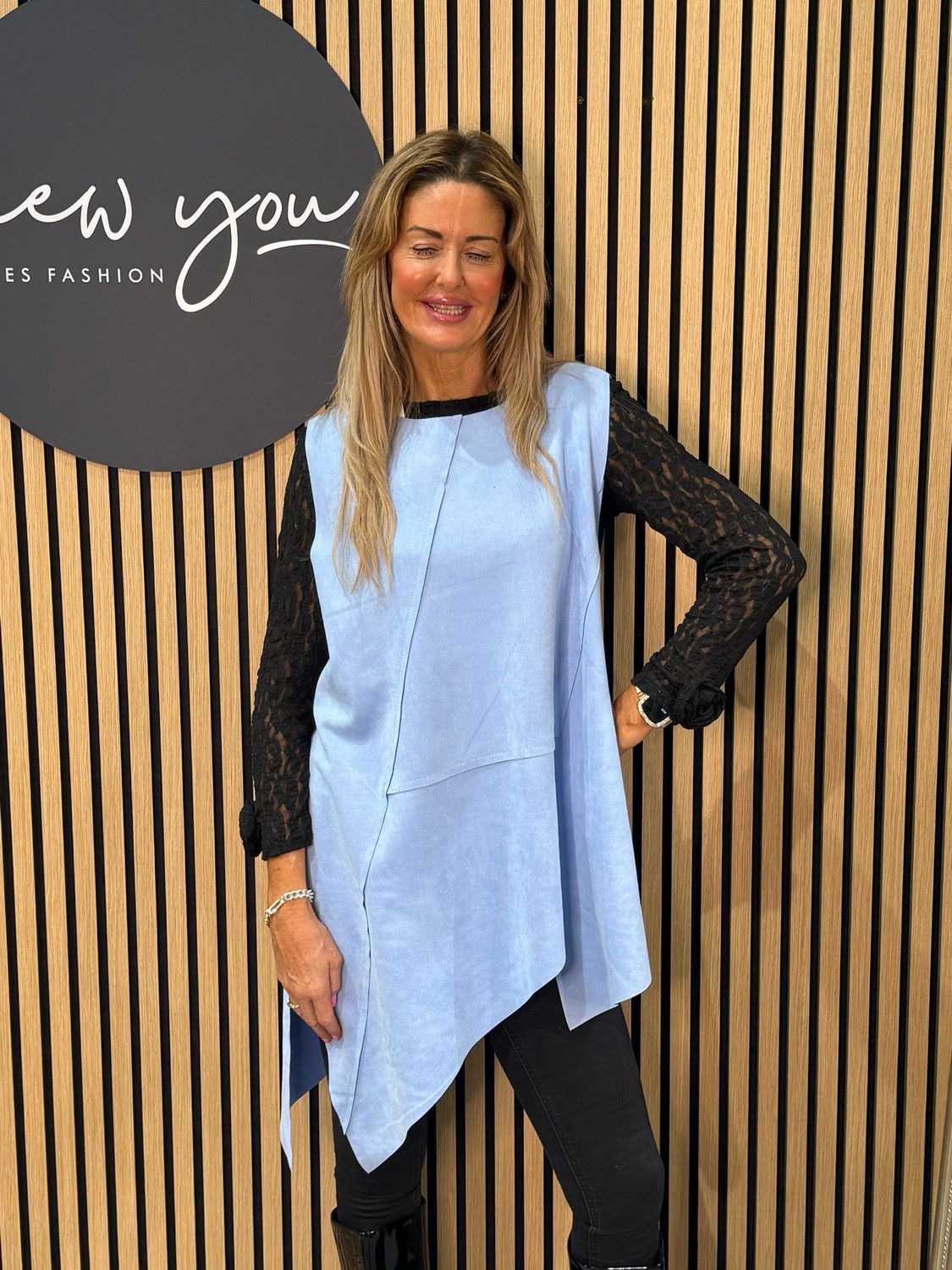 Asymmetric Tabard Top - Baby Blue