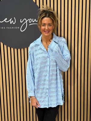 Textured Ruffle Shirt - Baby Blue