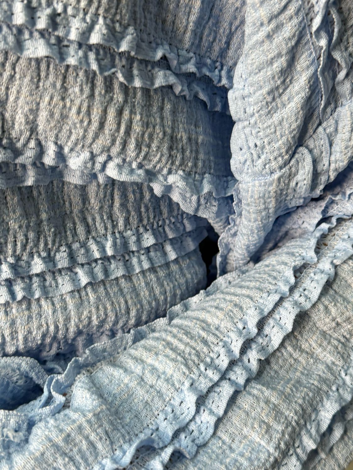 Textured Ruffle Shirt - Baby Blue