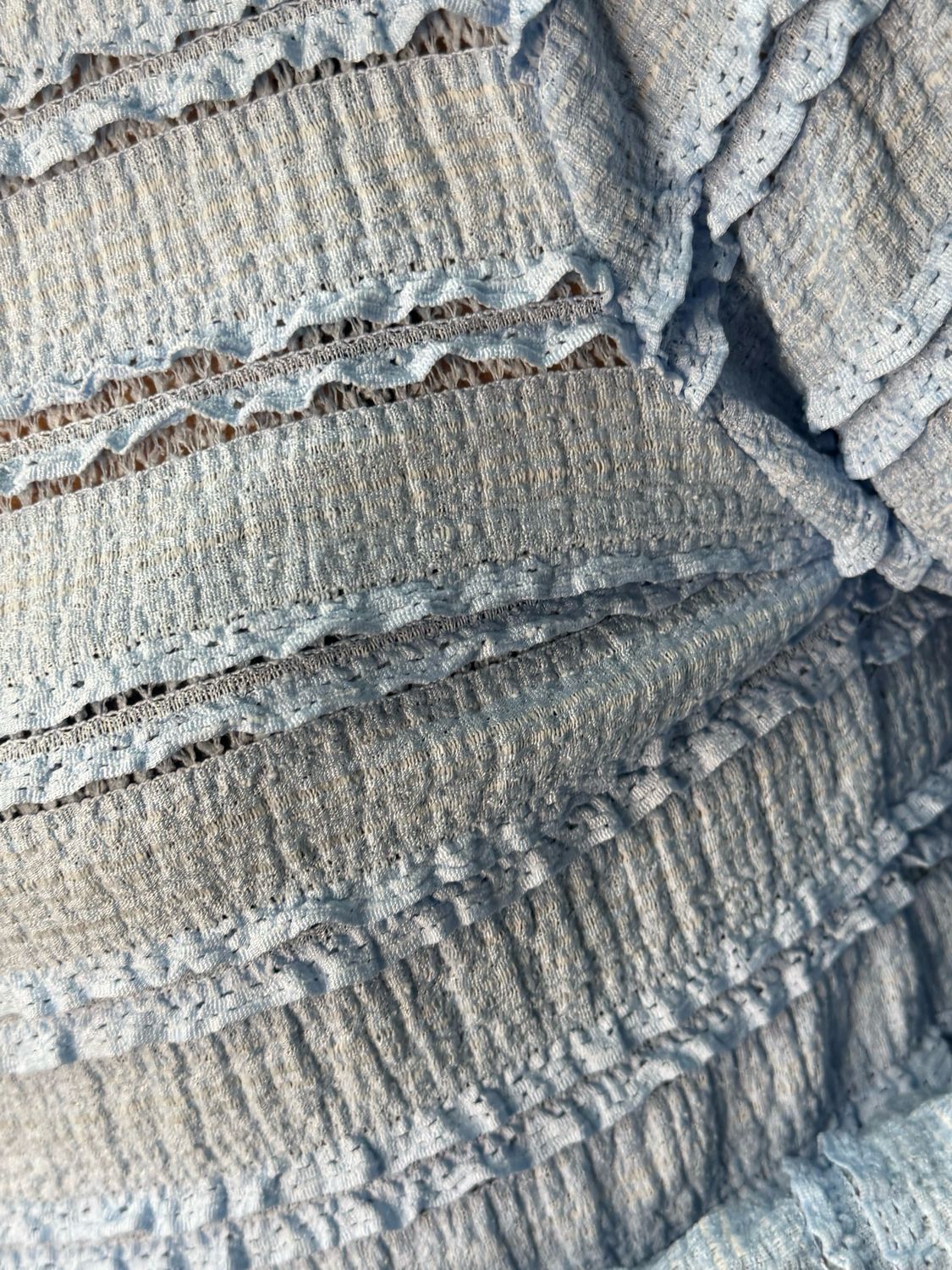 Textured Frill Stripe Top - Baby Blue