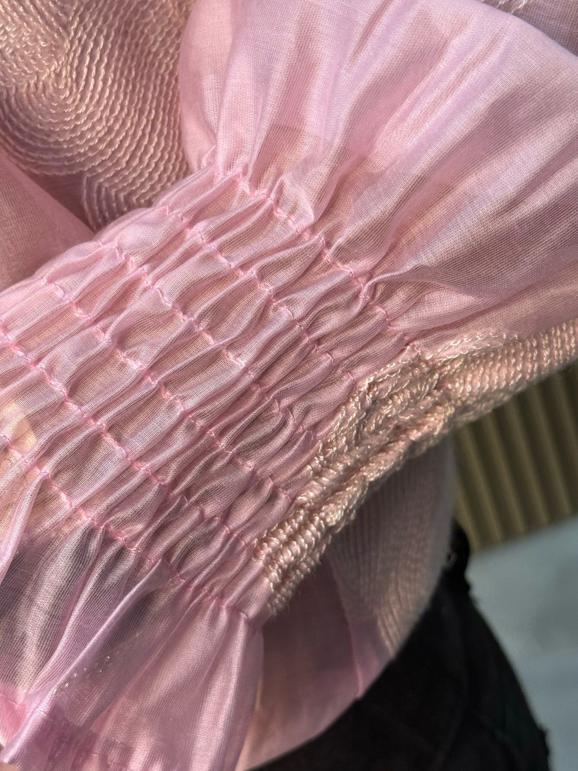 Embroidered High Neck Blouse - Pink