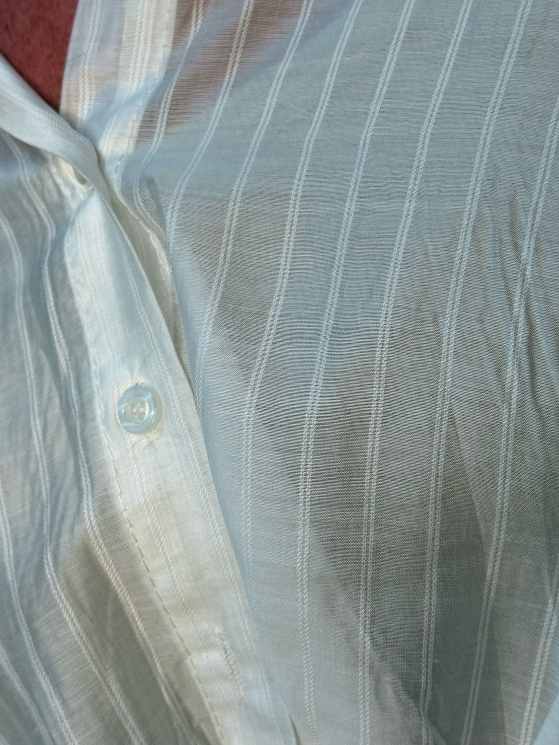 Sheer Stripe Button Shirt - White