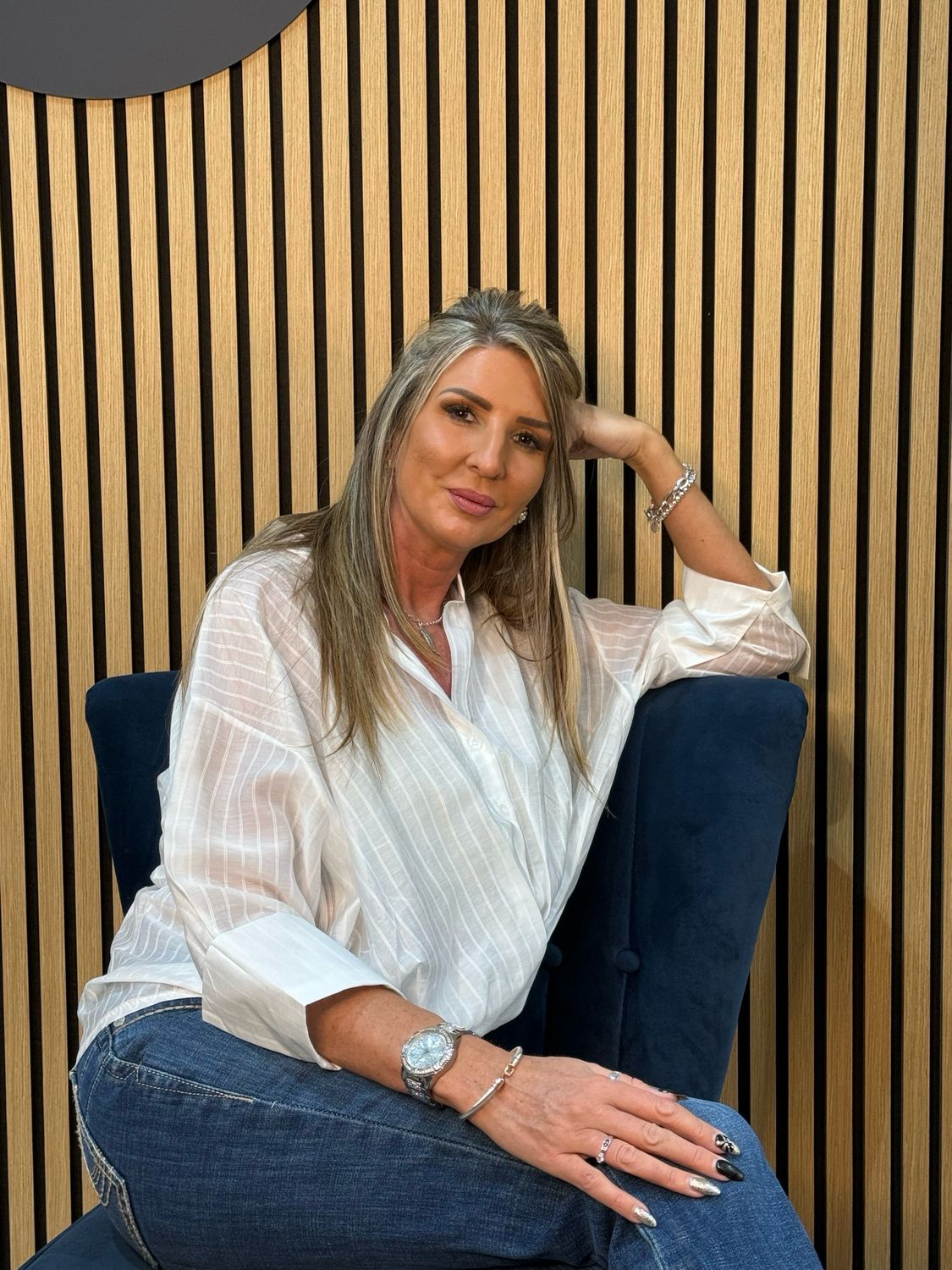 Sheer Stripe Button Shirt - White