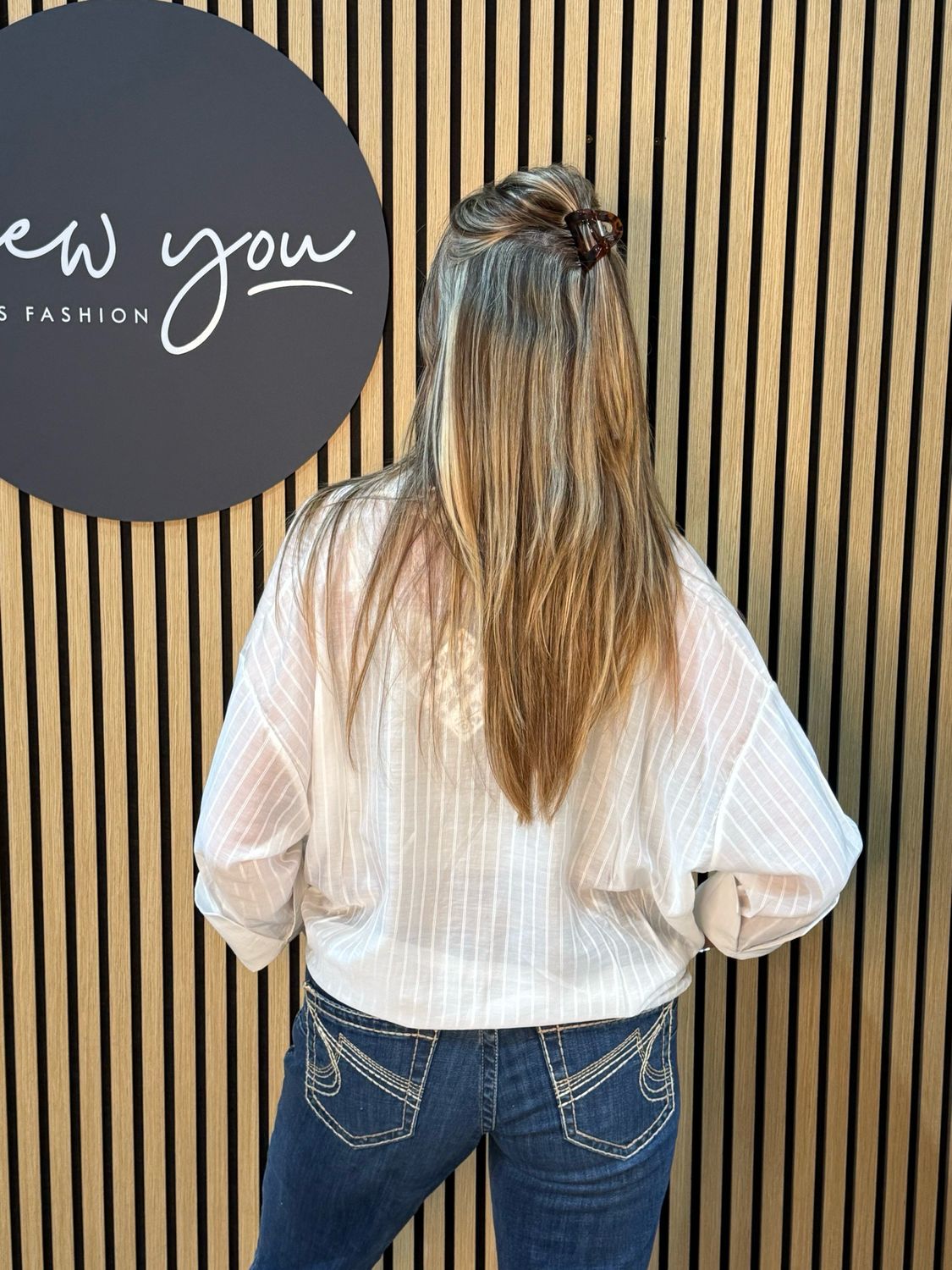 Sheer Stripe Button Shirt - White