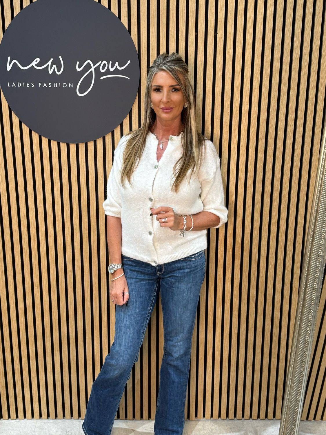 Soft Button Front Jumper - Cream