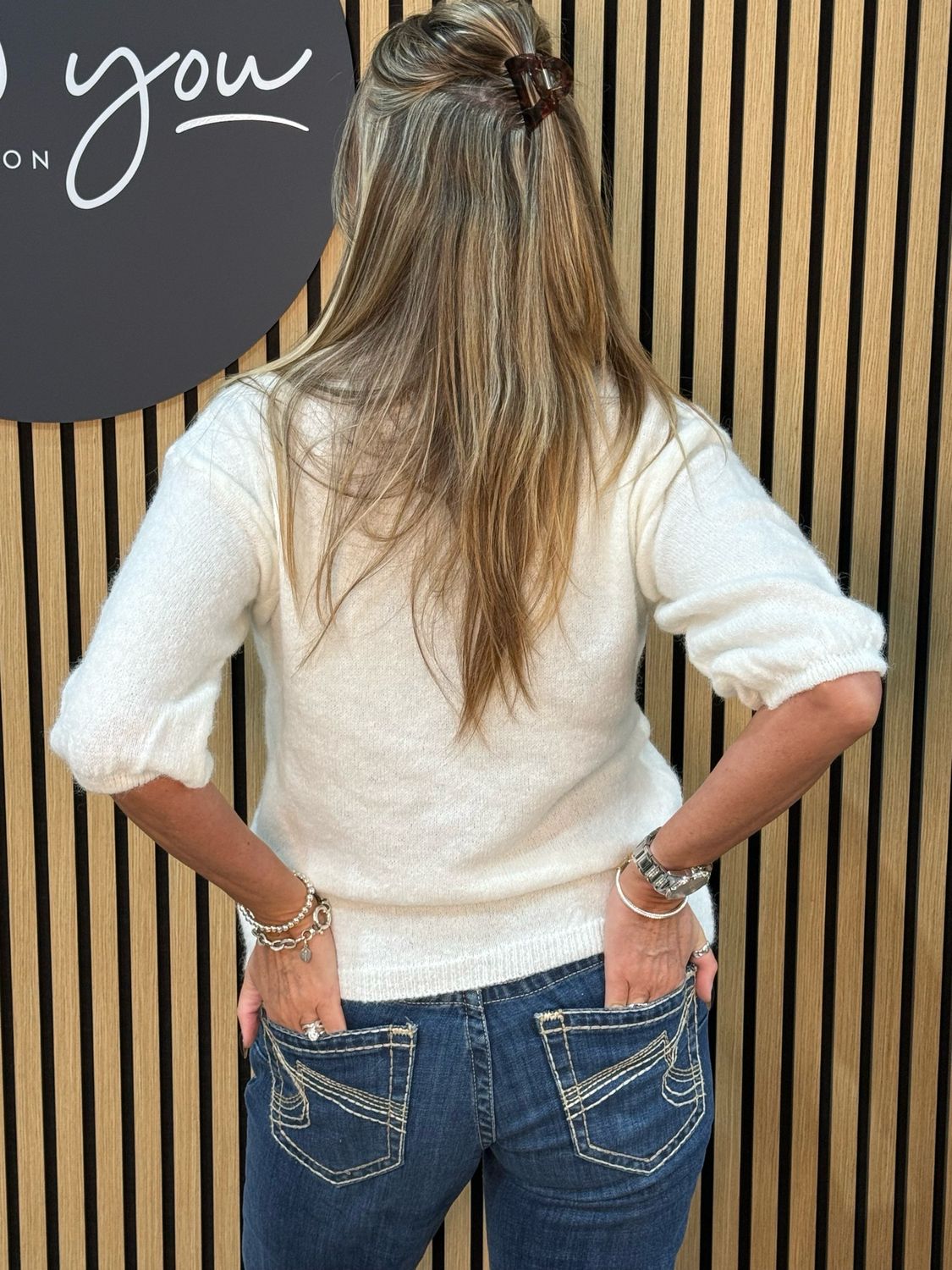 Soft Button Front Jumper - Cream