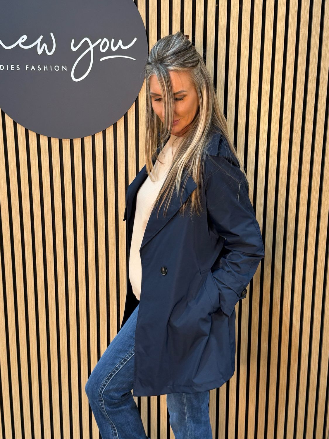 Lightweight Belted Coat - Navy