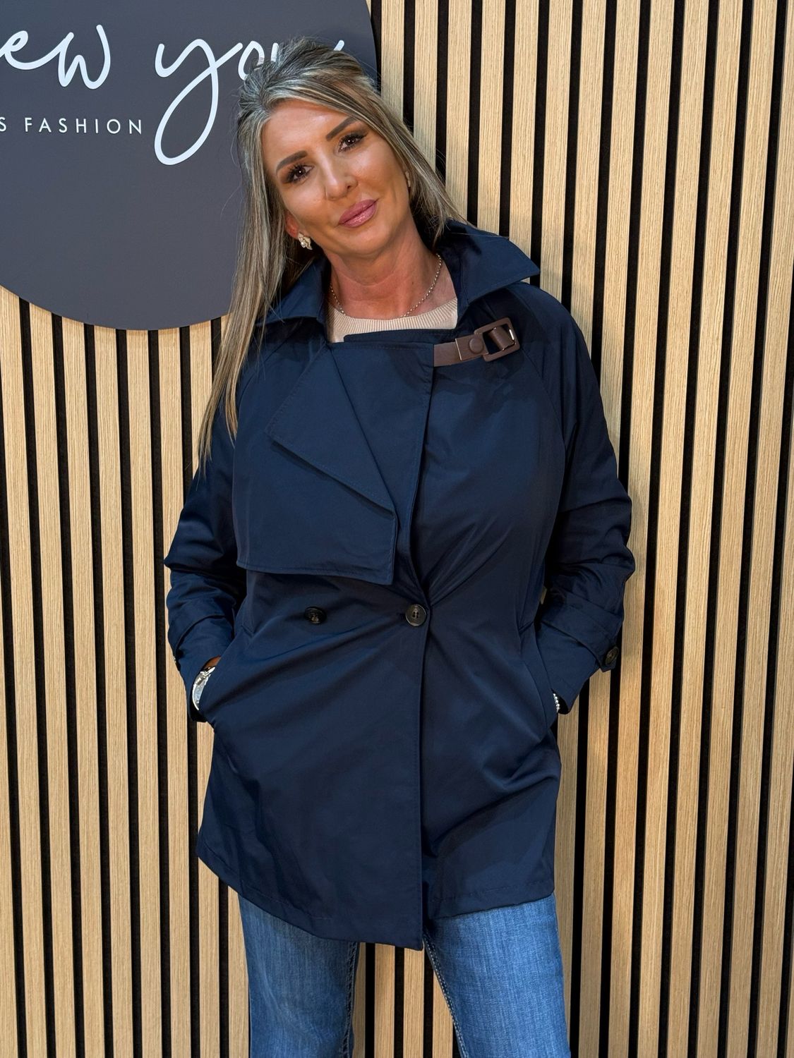 Lightweight Belted Coat - Navy