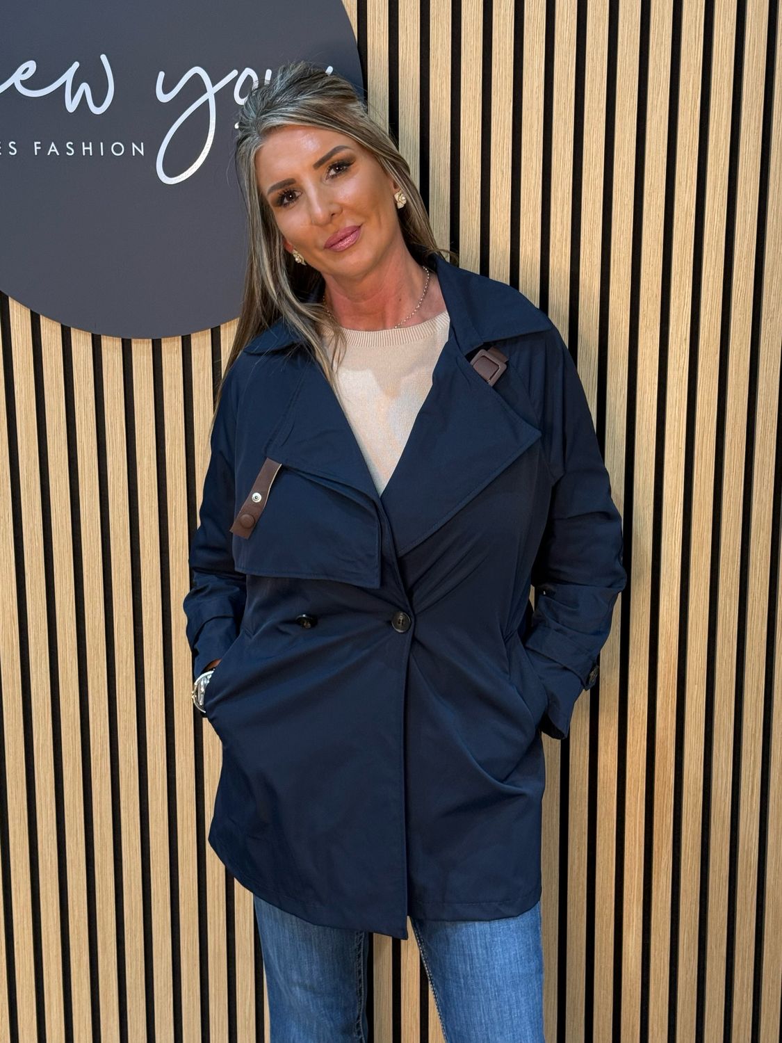 Lightweight Belted Coat - Navy