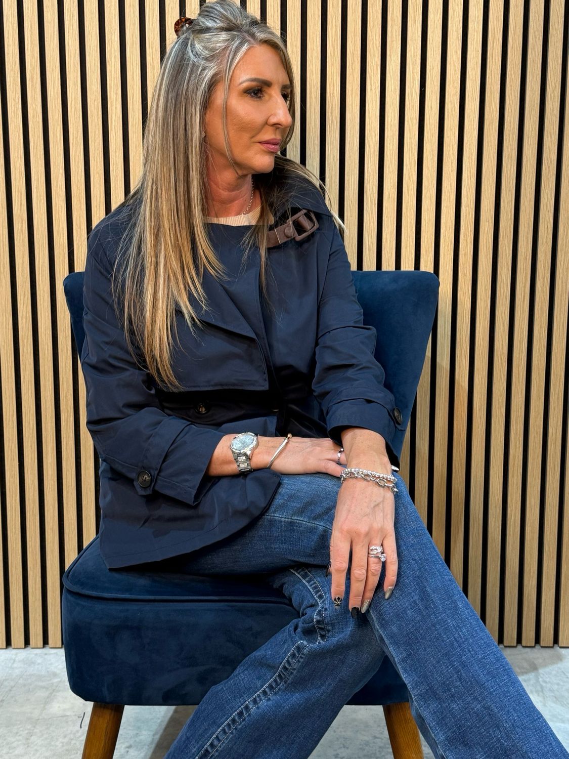 Lightweight Belted Coat - Navy