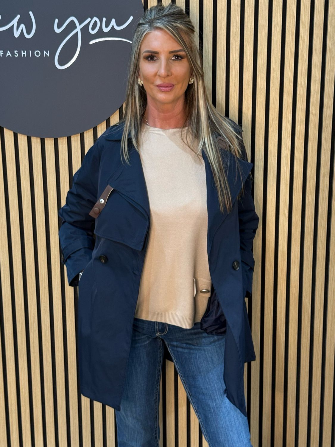 Lightweight Belted Coat - Navy