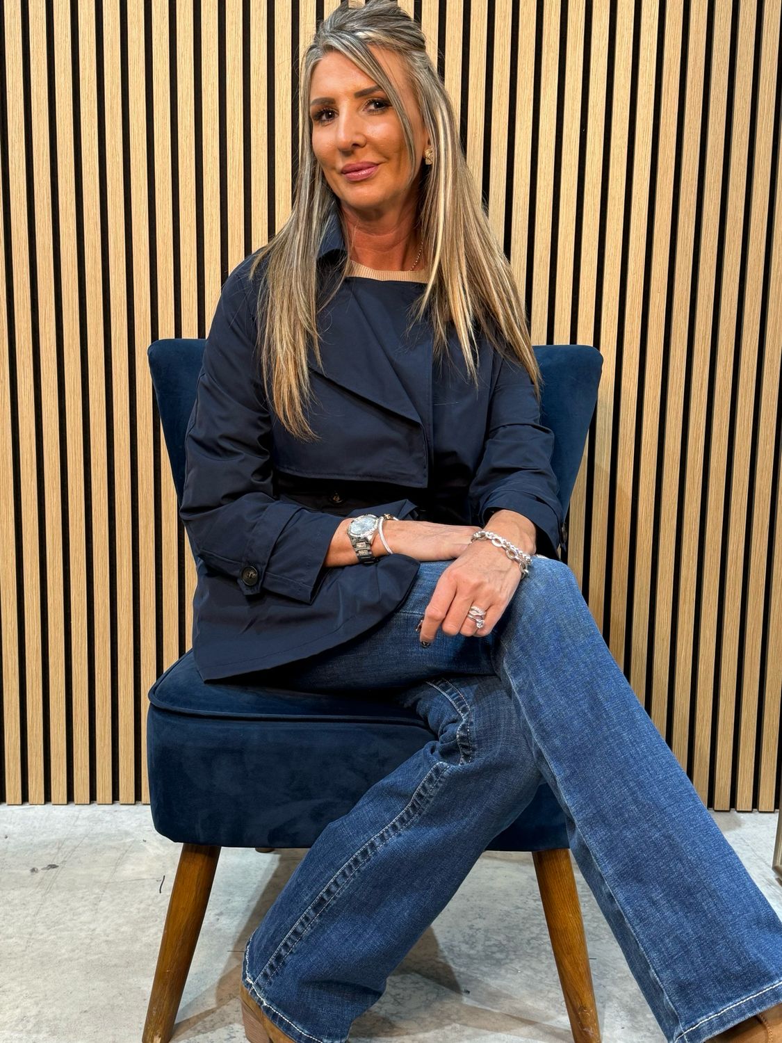 Lightweight Belted Coat - Navy