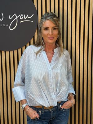 Sheer Stripe Button Shirt - Blue