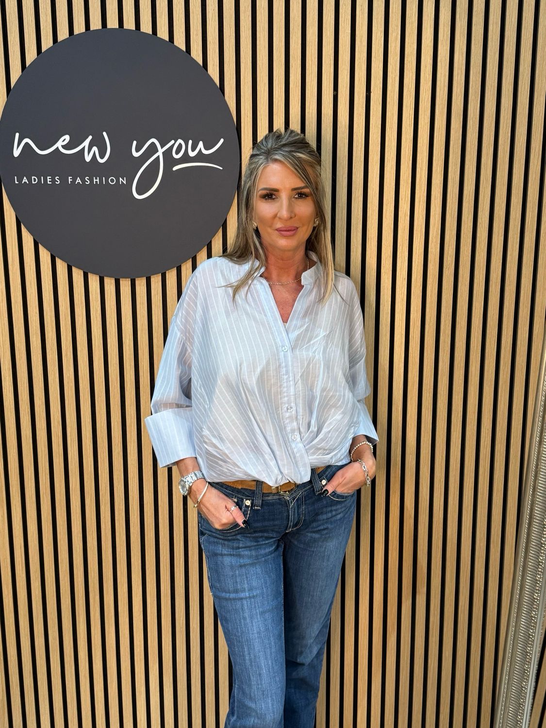 Sheer Stripe Button Shirt - Blue