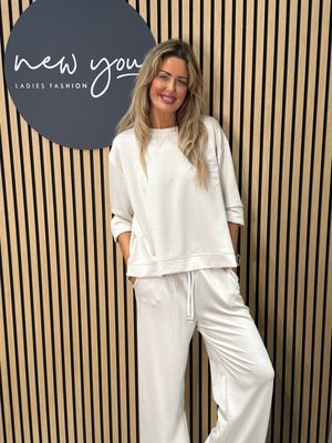 Love Embossed Co-Ord Set - Cream