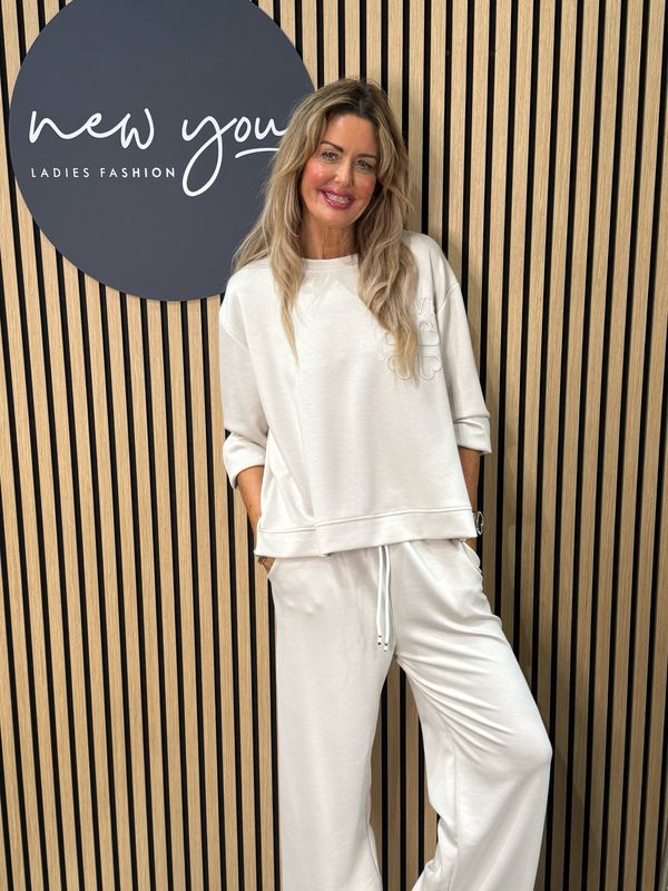 Love Embossed Co-Ord Set - Cream