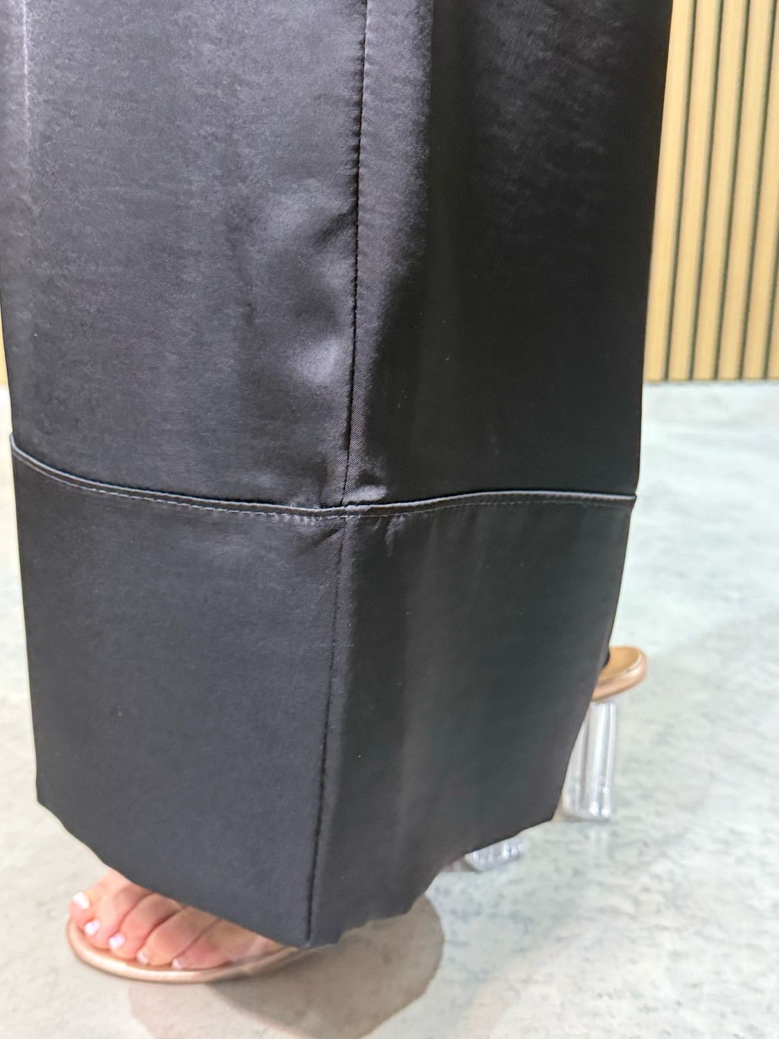 Satin Style Wide Leg Trousers - Black