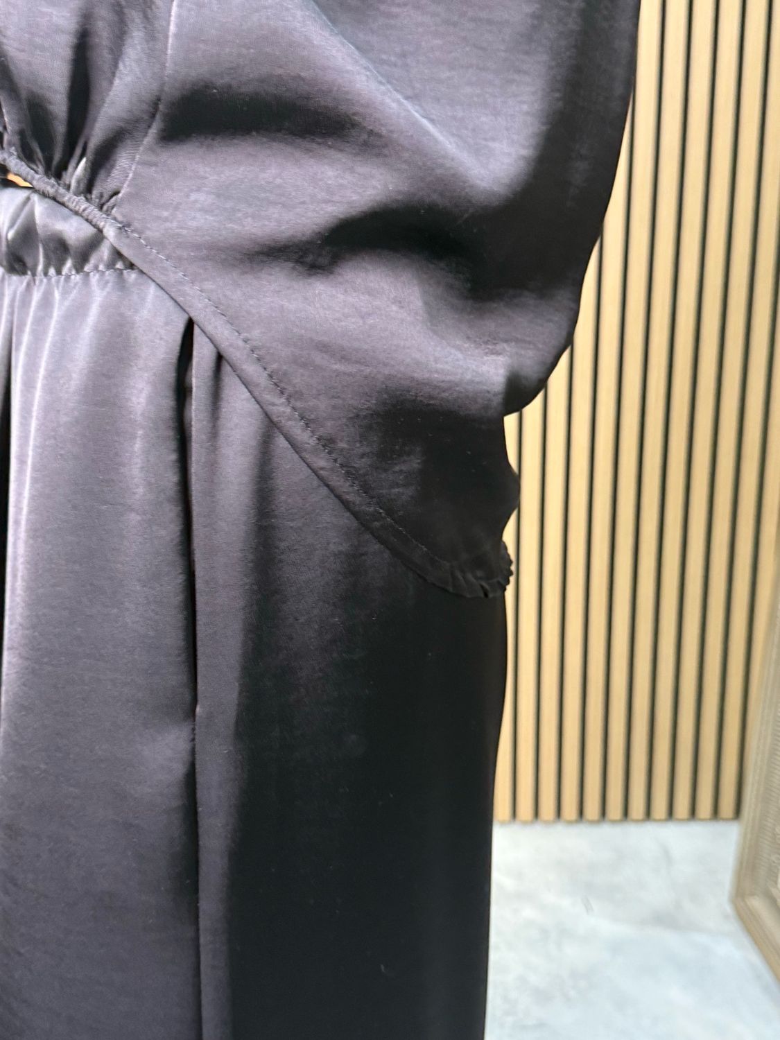 Satin Style Wide Leg Trousers - Black