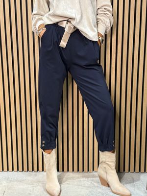 Tailored Tapered Trousers - Navy