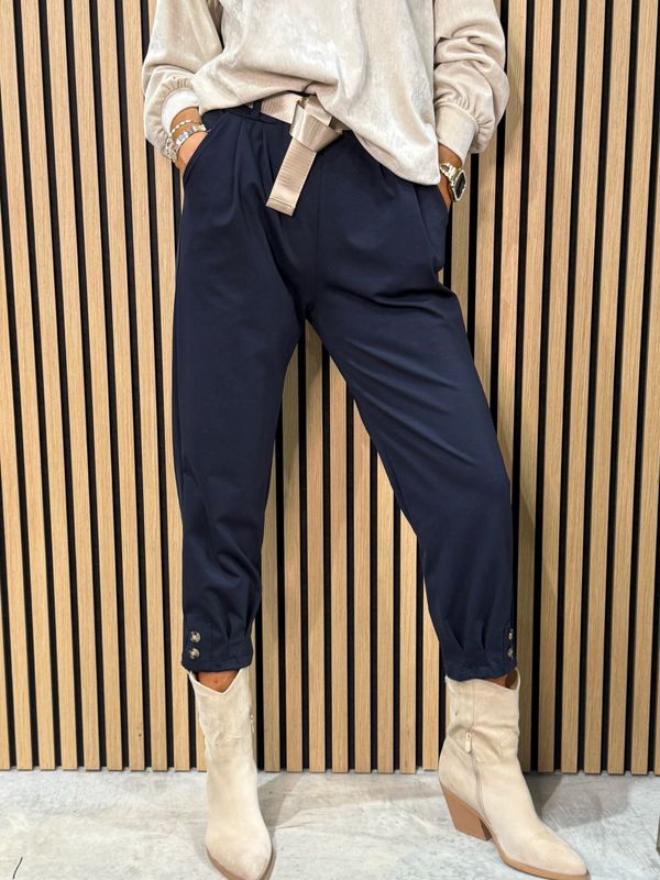 Tailored Tapered Trousers - Navy